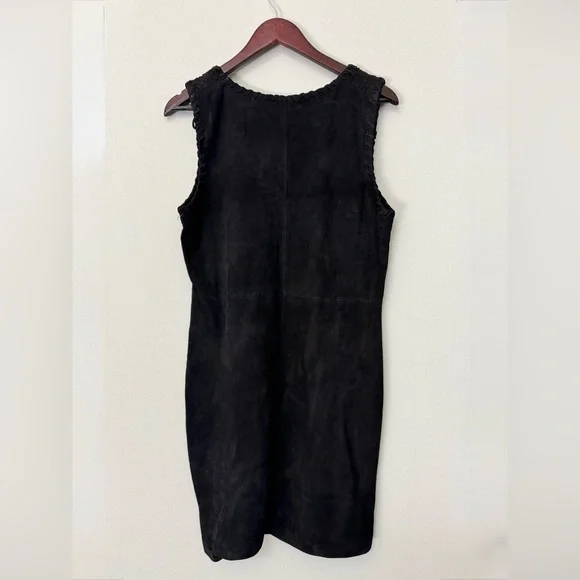 MLV Mayren Lee VirayxRevolve 100%Goat Suede genuine leather Black Dress - Size M - Picture 2 of 9